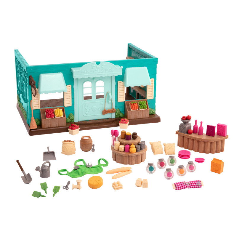Li'l Woodzeez - Kaufladen Supermarkt Spielset Tierfigur Zubehör Kasse und Waren