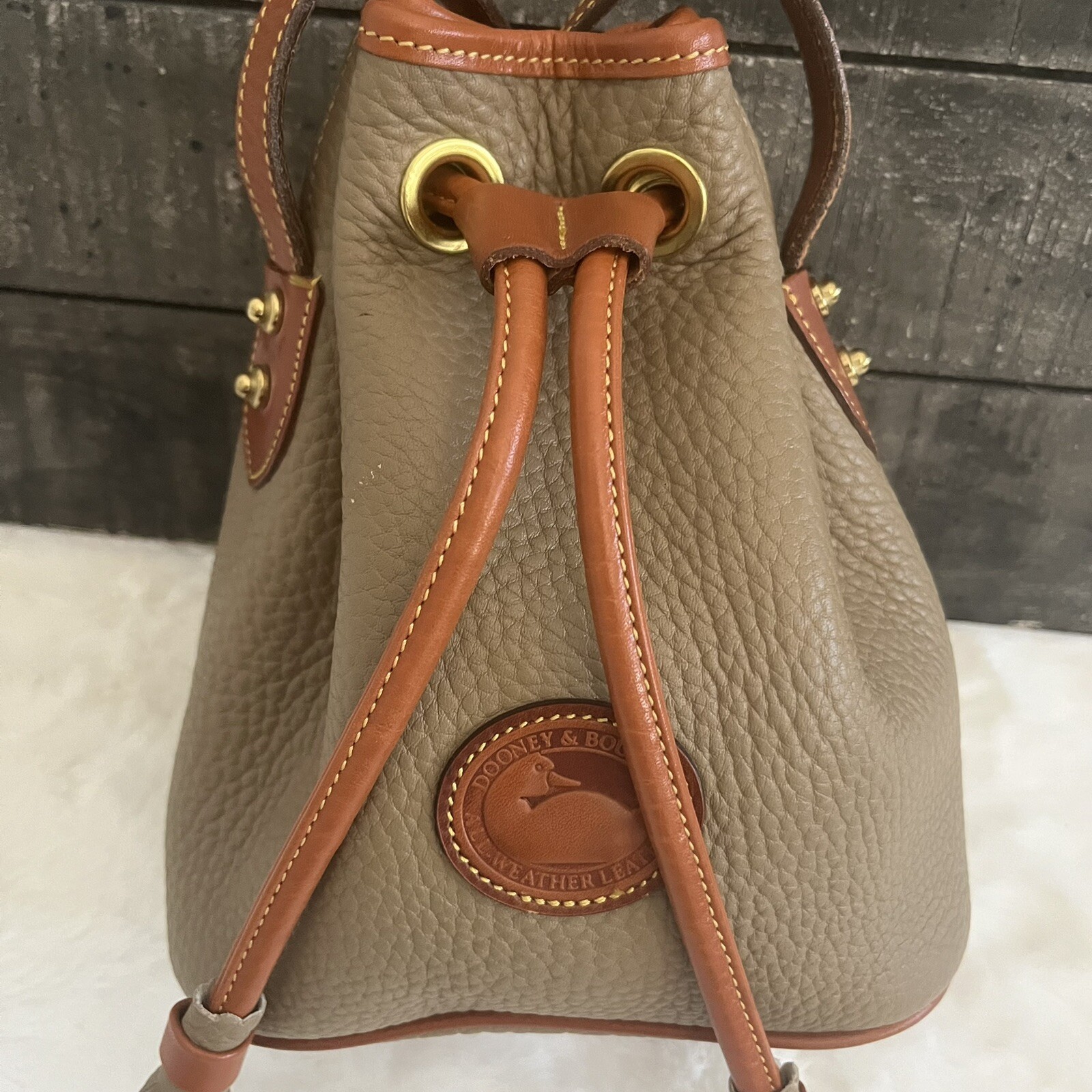 DOONEY & BOURKE Small Drawstring Crossbody Tan Br… - image 5