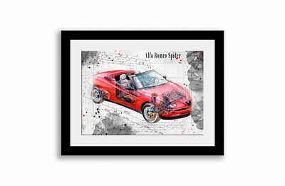 Line Tech Zeichnung Alfa Romeo Spider Cutaway Kunst Posterdruck