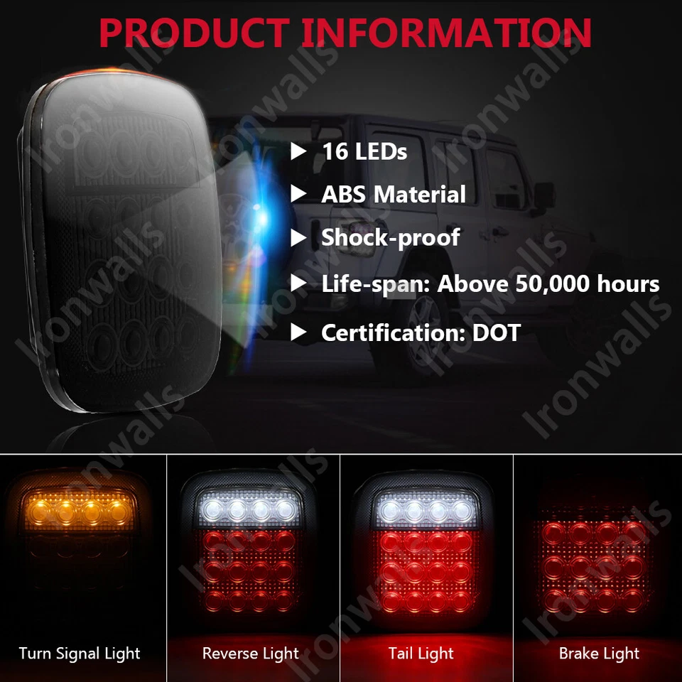 Luz de freno trasero LED de humo para camioneta Jeep Wrangler YJ TJ CJ JK Foto 4 de 4