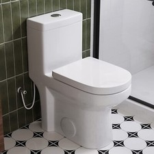 Modern 1.28GPF Dual Flush Elongated One Piece Toilet W/ Soft Closing PP/UF Seat
