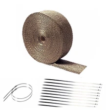 2" 50Ft Titanium Basalt Manifold Header Exhaust Pipe Heat Wrap +10 Ties Kit