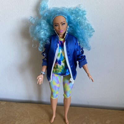 Barbie Curvy Fashionista Extra Doll Blue Hair Articulated Fashion Mattel  Fab UK