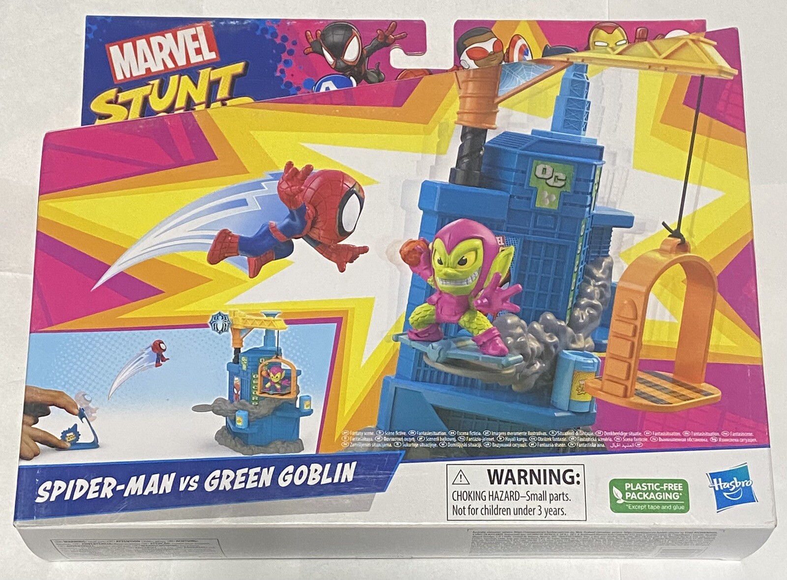 Marvel Stunt Squad Spider-Man vs Green Goblin Crane Smash Action Playset
