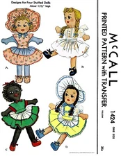 McCall 1424 Pattern 4 Cloth Dolls & Clothing Dress 15.5" Tall