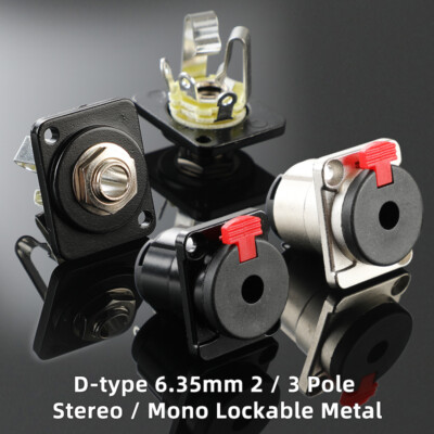 1pcs D Type Stereo Mono Adapter Audio 6.35 6.5mm Metal Female Soldering Socket