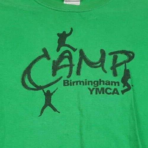 CAMP YMCA Birmingham Boys Short Sleeve T Shirt Green Retro Size Large - Image 2 of 4
