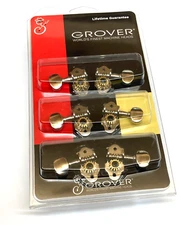 Grover Nickel Round Button Sta-Tite Vintage Tuners Slotted Peghead Guitar H98N