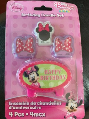 Disney Minnie Mouse Happy Birthday Party Candles Cake Topper 4 Pcs Ebay