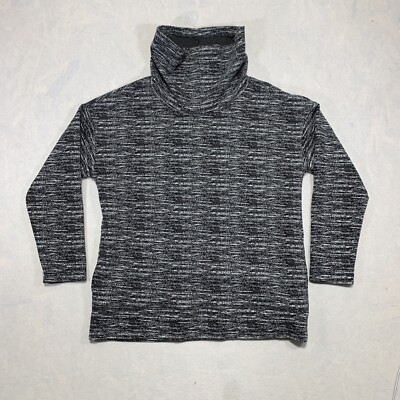 Reebok Cowl Neck Sweatshirt Women's Large Black White Heather Activewear