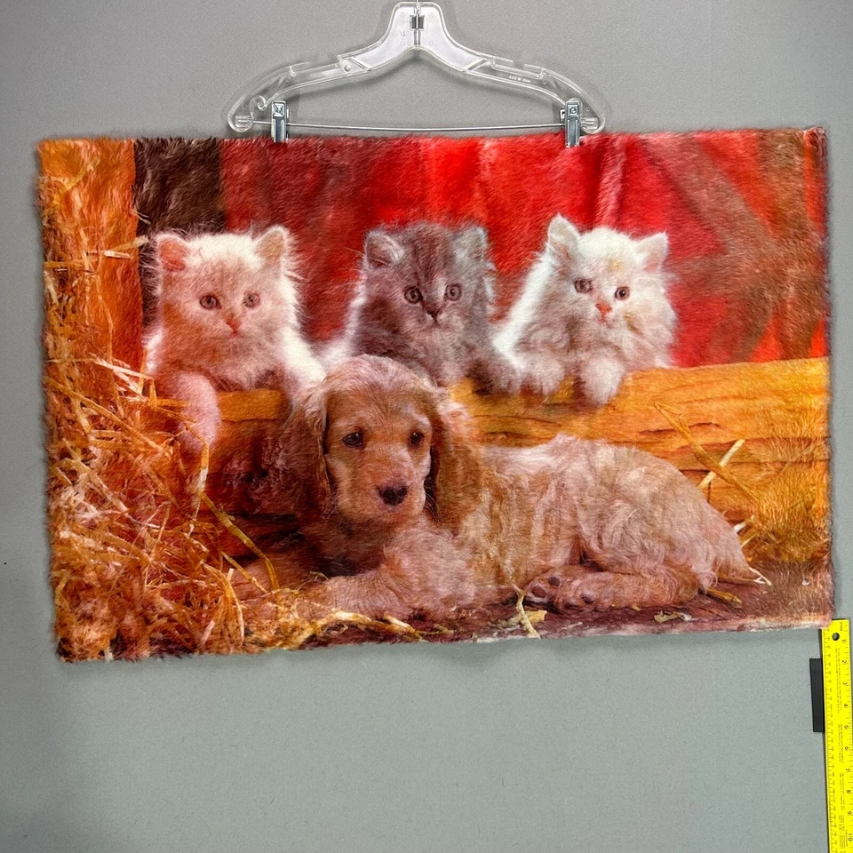 Alfombra peluda difusa de colección años 60 70 alfombra impresa gatitos gatos perro alfombra de baño maximalista Foto 2 de 4