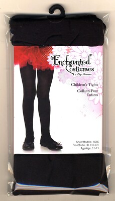 2 PAIR GIRL BLACK COLOR  CHILDREN OPAQUE TIGHTS SIZE XL 10-12  FOR AGE 11-13 NEW