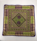 Vintage Middle Eastern Needlepoint Square Pillow Cover Geometric Purple Green