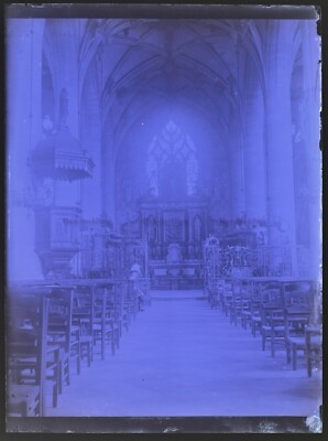 Frankreich Assevillers Albert Kirche c1900 Foto Negative Platte De Verre Vintage