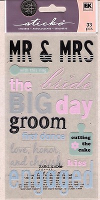 Stickopotamus Wedding Stickers - Love, Honor, Cherish, Bride, Groom, Engaged