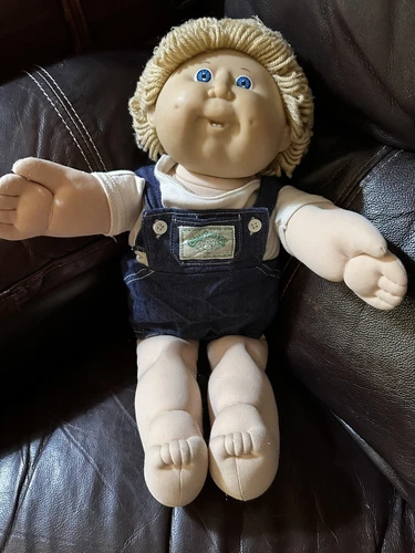 Cabbage Patch Kids Doll Blue Eyes Blonde Hair 16" 2 Teeth And Dimples 1986