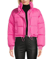 Gb Gianni Bini Quilted Puffer Jacket Fuschia Size Xl Nwt