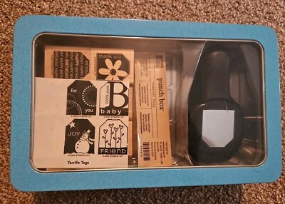 STAMPIN UP 106219 Terrific Tags Punch Box 6 Tag Stamps 1 Punch