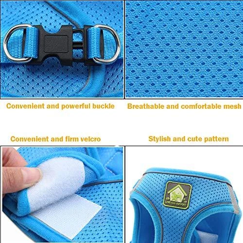 Dog Harness and Leash Set, No-Pull Breathable Soft S (Chest 11.8-13.3'') Black
