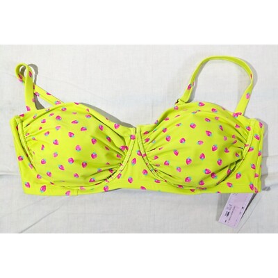 Wild Fable Womens Underwire Bikini Top - Green Strawberry Print Size 24