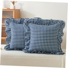 2 Pack 22 x22 inches Navy 22" x 22" Pack of 2 Navy Blue/White Plaid