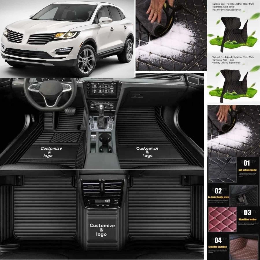 For Lincoln MKT Car Floor Mats Waterproof Auto Custom Liner Carpets PU Leather Foto 2 de 4