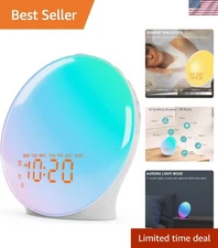 Alarm Clock, Gentle Wake Up Light, Sunrise 17 Nightlights, Sound Machine ...