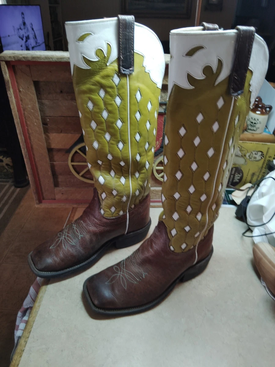 White Diamonds Brown Western Cowboy Boots with Embroidery Size 10.5 WOMEN main image 4