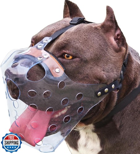 Mayerzon Pitbull Muzzle, Basket Muzzle for Large Dogs, Sturdy Rottweiler Muzz