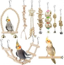 Bird Parrot Swing Toys, Chewing Standing Hanging Perch Hammock Climbing Ladder B