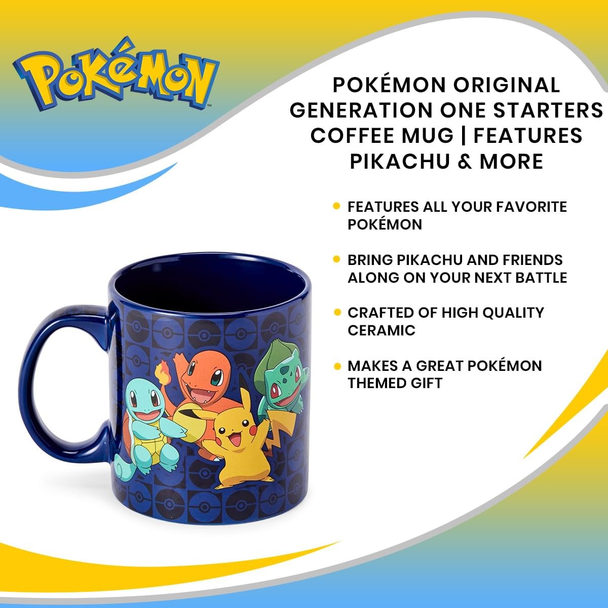 Pokémon Original Generation One Starters Coffee Mug | Features