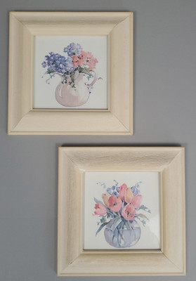 Rosalind Oesterle Floral Still Life Watercolor Framed Print Wall Art Set of 2