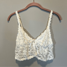 Aerie White Lace Tie Front Bralette Medium Lingerie NWT