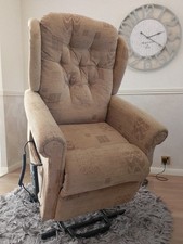 Brown Fabric Dual Motor Electric Riser Recliner Armchair