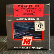 MIDWEST FASTENER PHILLIPS FLAT HEAD MASONRY SCREWS 1/4 X 4 09284 (100-COUNT BOX)