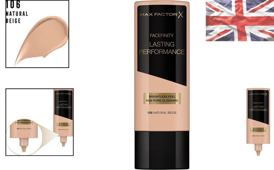 Long-Lasting Liquid Foundation in 106 Natural Beige - Non Pore-Clogging Formula - Image 2 of 4