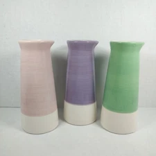 Lot of 3 Old East Main Co Flower Market Vase Pink Green Purple Pastel Two-Tone