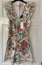 Lipsy linen floral playsuit, size 12 new, BNWT