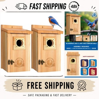 SISTERBIRD 2 Pack Cedar Bird Houses Nest Boxes Copper Predator Guard