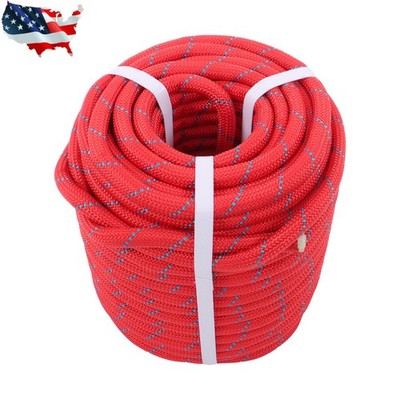 Pulling Rigging Line 1/2'' × 125' Double Braid Polyester Arborist Bull Rope Red