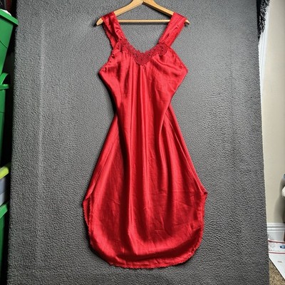 Vintage Victoria s Secret Small Red Long Nightgown Maxi Dress Slip