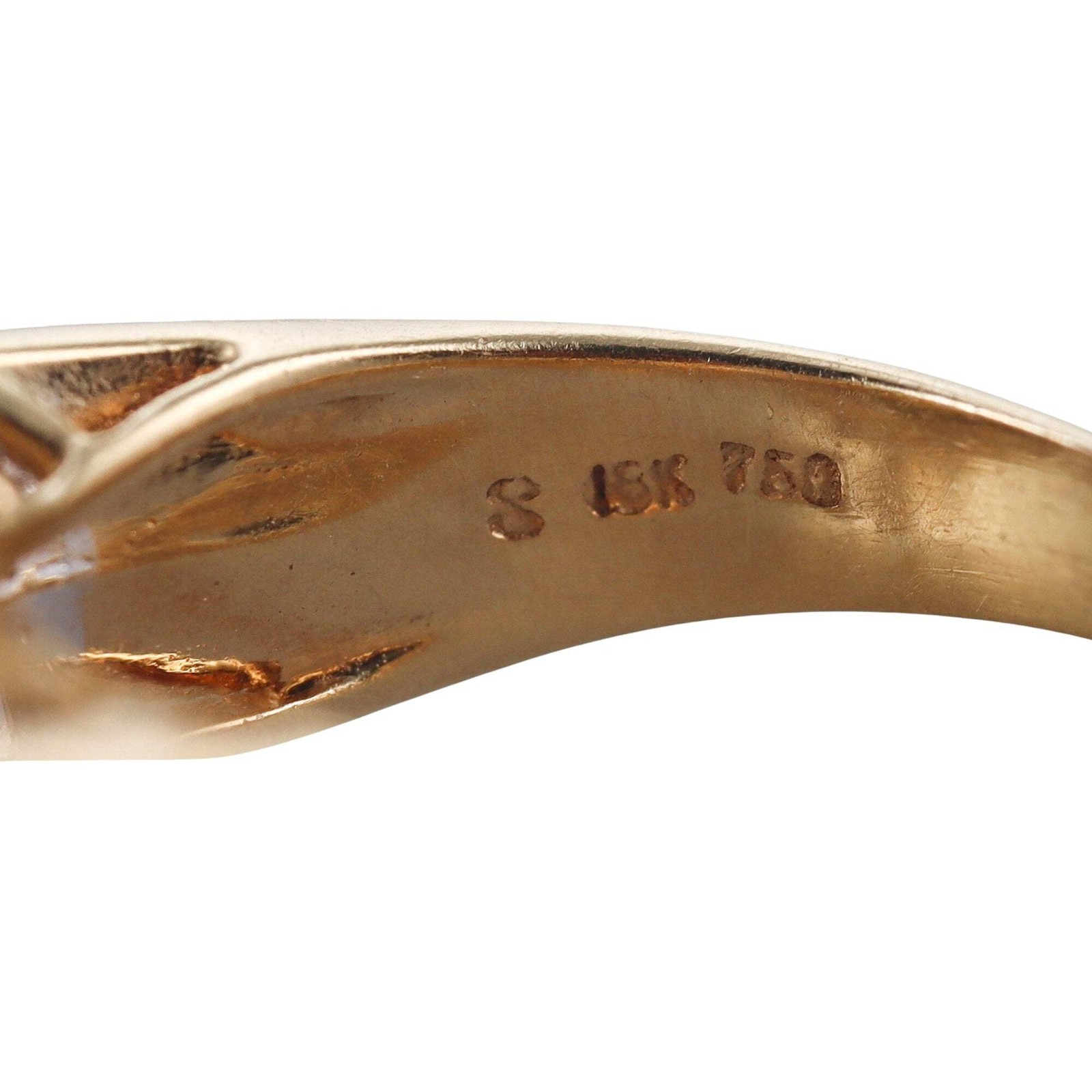 18k Yellow Gold Pearl Diamond Ring - image 4