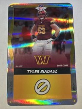 Tyler Biadasz #019 Yellow Foil 2025 Uno Elite NFL Core Edition Commanders