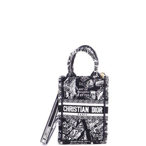 Christian Dior Book Tote Phone Bag Embroidered Canvas Mini