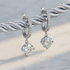 14K White Gold 2.20Ct Round Lab-Created Diamond Women's Classic Drop Earrings