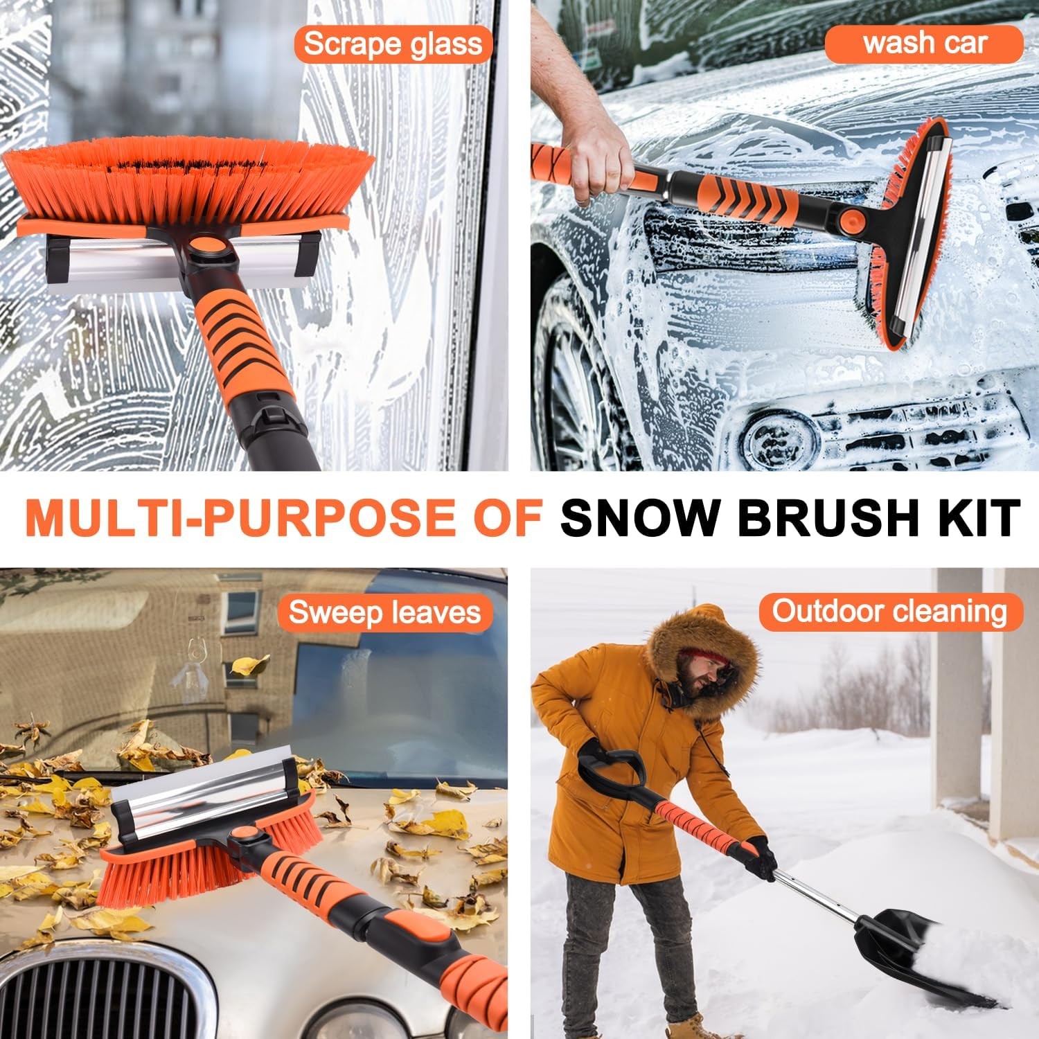 Car Snow Brush Shovel Kit, 42'' Extendable Ice Scrapers and Snow... 