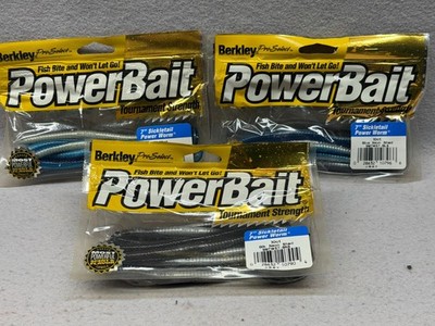 Obsolete Vintage Berkley 7'' Power SickletailTournament Strength Worms (3) 10 pks