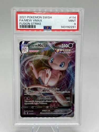 Pokémon Mew VMAX 114/264 Fusion Strike Full Art Ultra Rare PSA 9 310 HP