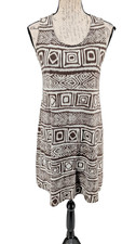 J. JILL Dress SIZE SMP White Brown Cotton Modal Sleeveless Cruise Resort Great