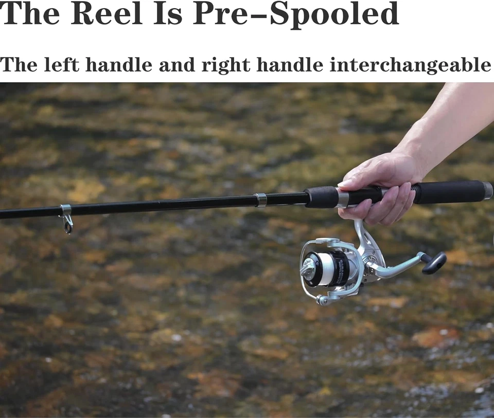 Combo Cana Pescar 6.9ft 2 Piezas Telescópica Fibra Carbono Carrete Bolsa Agua Foto 3 de 4